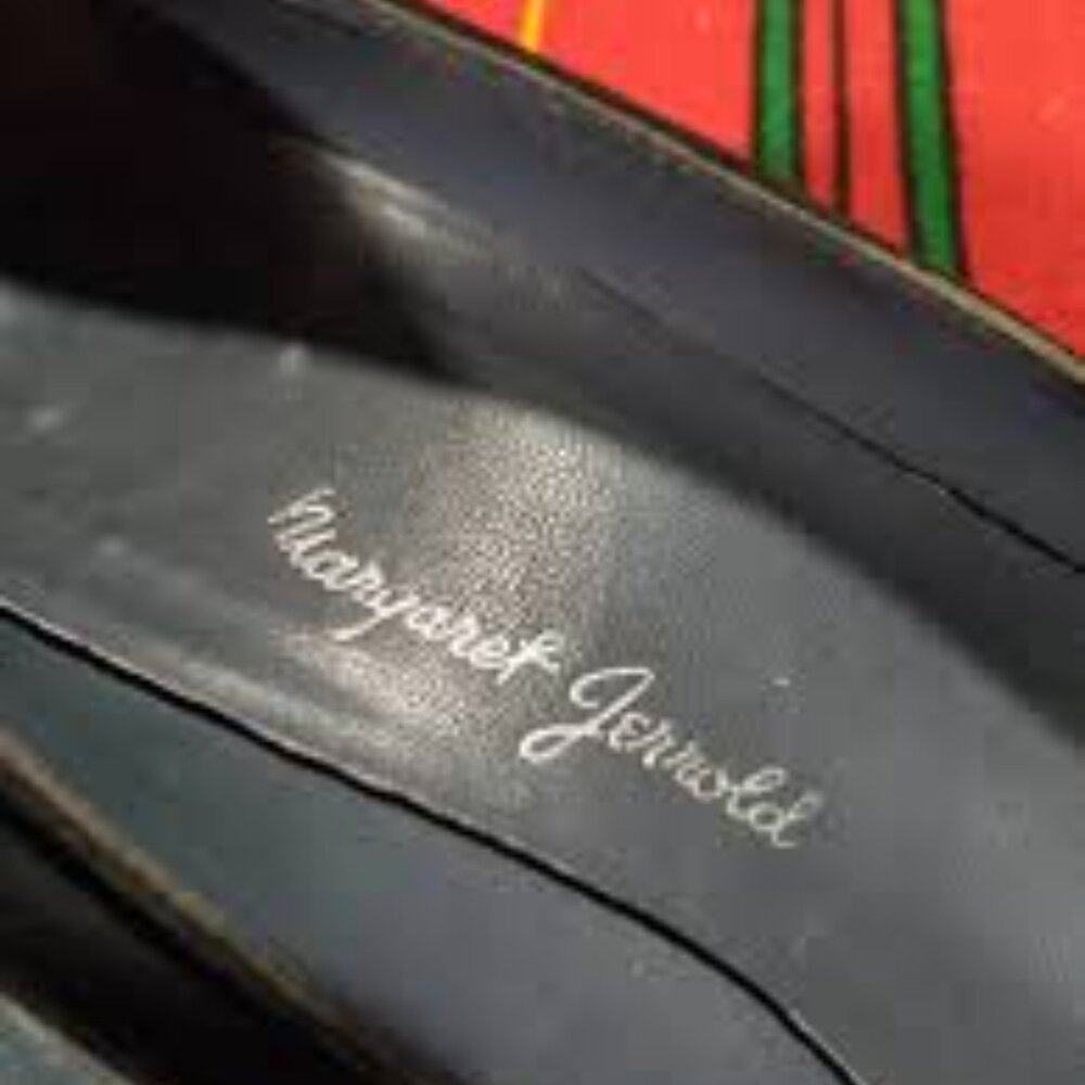 50s Margaret Jerrold pumps 6 vintage black suede chunky block heels womens shoes - Picture 6 of 7
